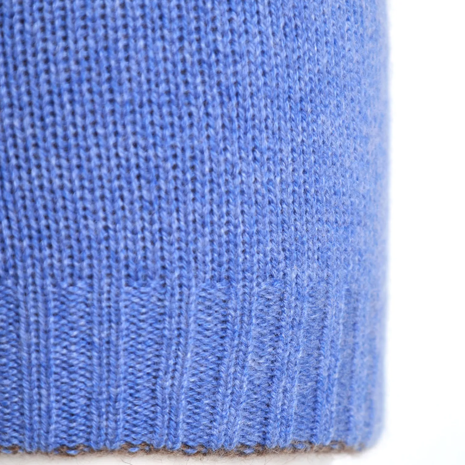 E.Marinella Cappelli|BERRETTO BICOLORE AZZURRO POLVERE E MARRONE In cashmere
