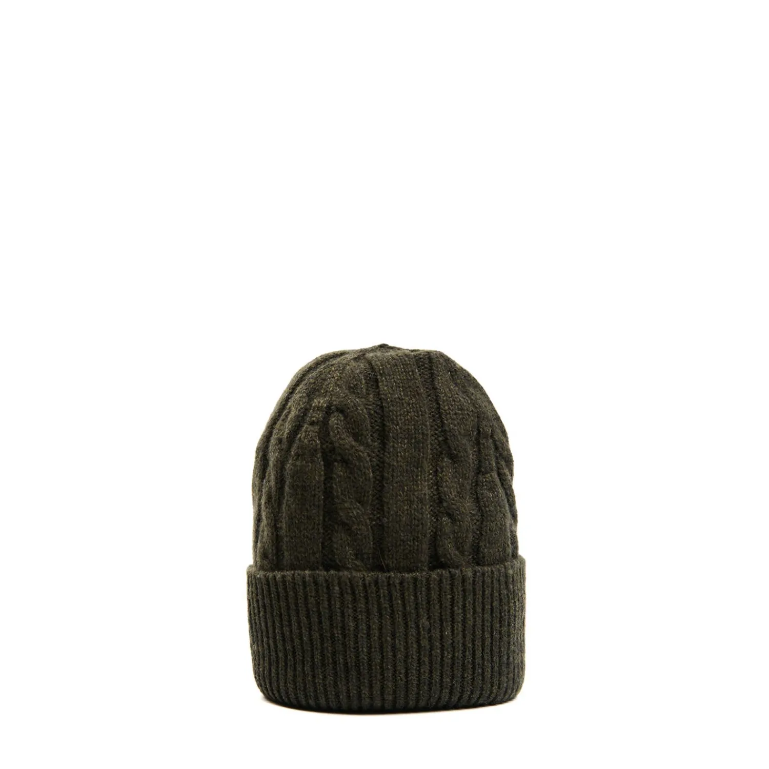 E.Marinella Cappelli|BERRETTO VERDE SCURO A trecce in cashmere