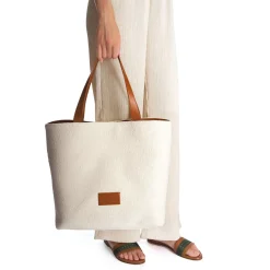 E.Marinella Tote Bag|BORSA BEACH In canvas e pelle liscia