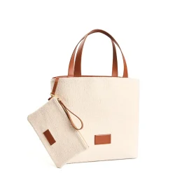 E.Marinella Tote Bag|BORSA BEACH In canvas e pelle liscia