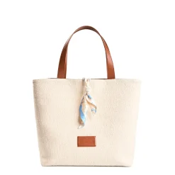 E.Marinella Tote Bag|BORSA BEACH In canvas e pelle liscia