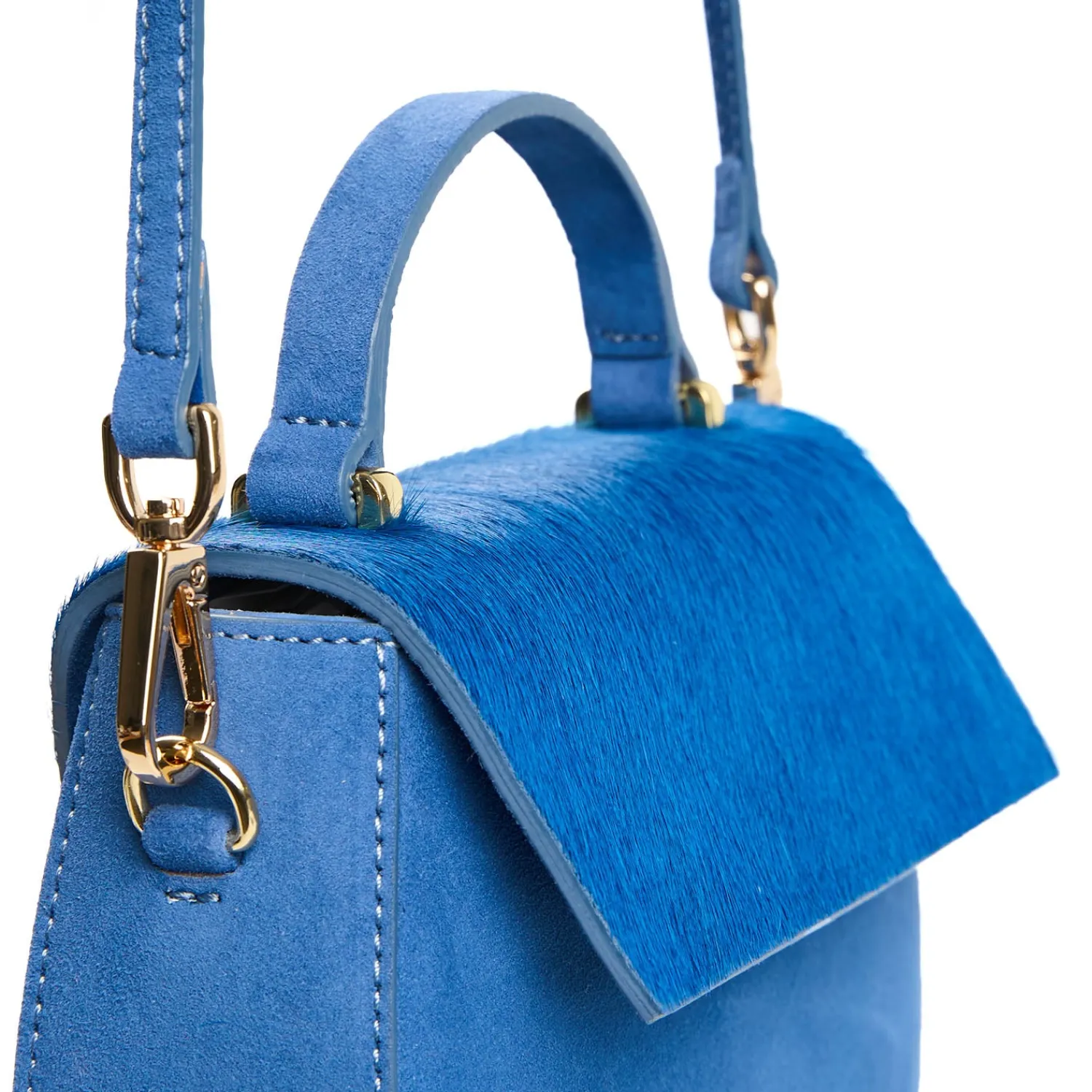 E.Marinella Mini Bag|BORSA MINI CLEO BLUETTE In camoscio e cavallino
