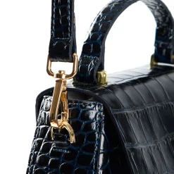 E.Marinella Mini Bag|BORSA MINI CLEO BLU Stampa coccodrillo