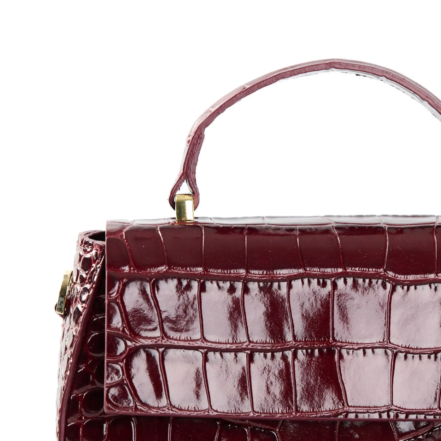 E.Marinella Mini Bag|BORSA MINI CLEO BORDEUAUX Stampa coccodrillo