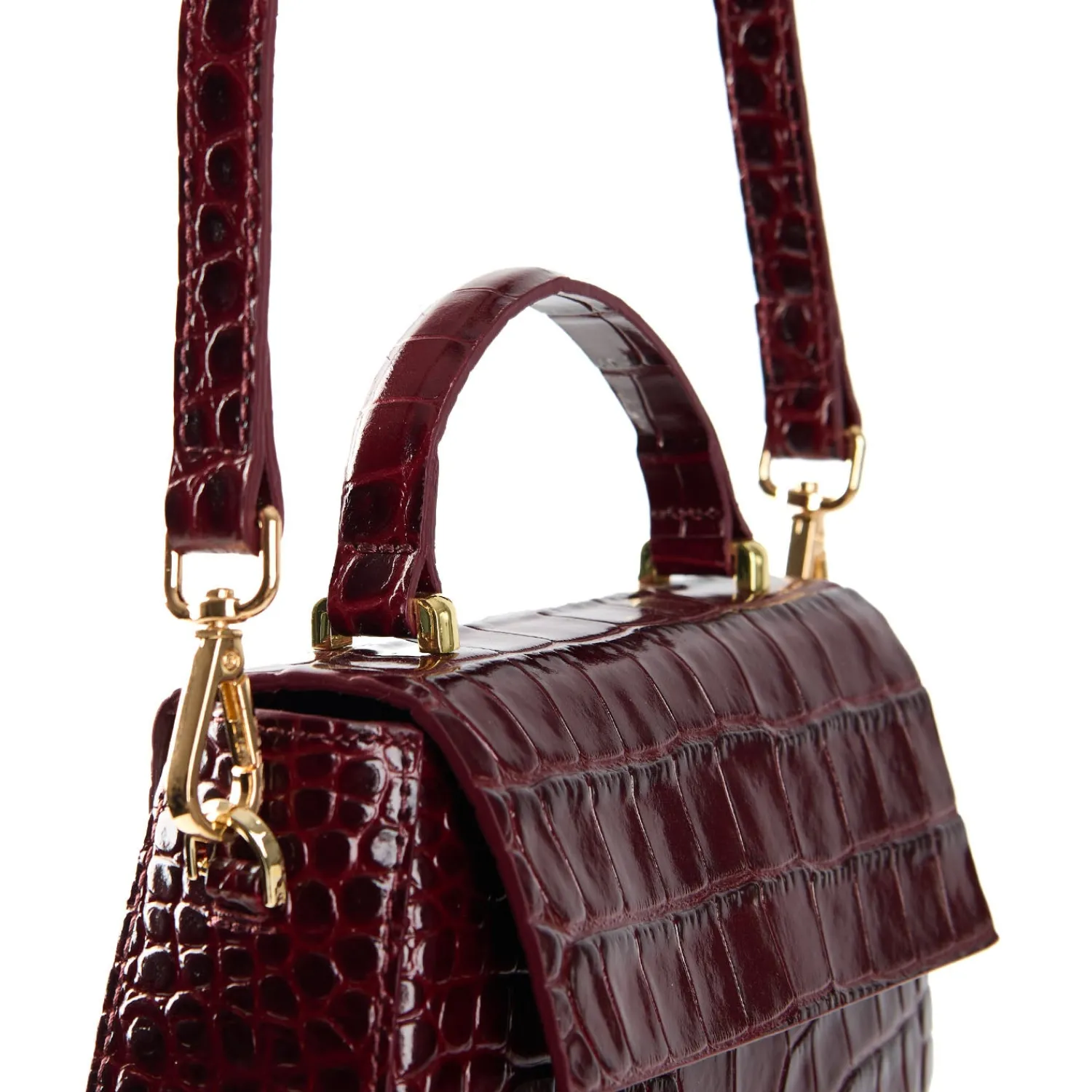 E.Marinella Mini Bag|BORSA MINI CLEO BORDEUAUX Stampa coccodrillo
