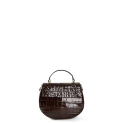 E.Marinella Mini Bag|BORSA MINI CLEO MARRONE SCURO Stampa coccodrillo