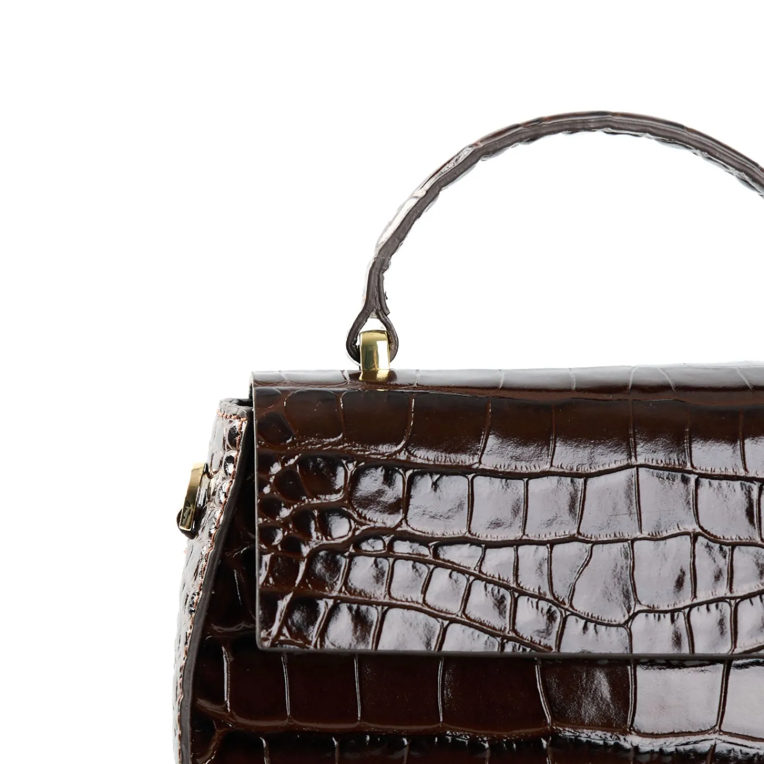 E.Marinella Mini Bag|BORSA MINI CLEO MARRONE SCURO Stampa coccodrillo