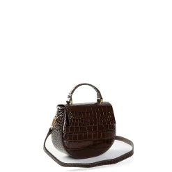 E.Marinella Mini Bag|BORSA MINI CLEO MARRONE SCURO Stampa coccodrillo