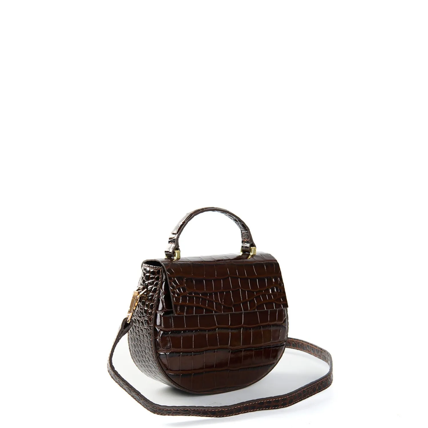 E.Marinella Mini Bag|BORSA MINI CLEO MARRONE SCURO Stampa coccodrillo