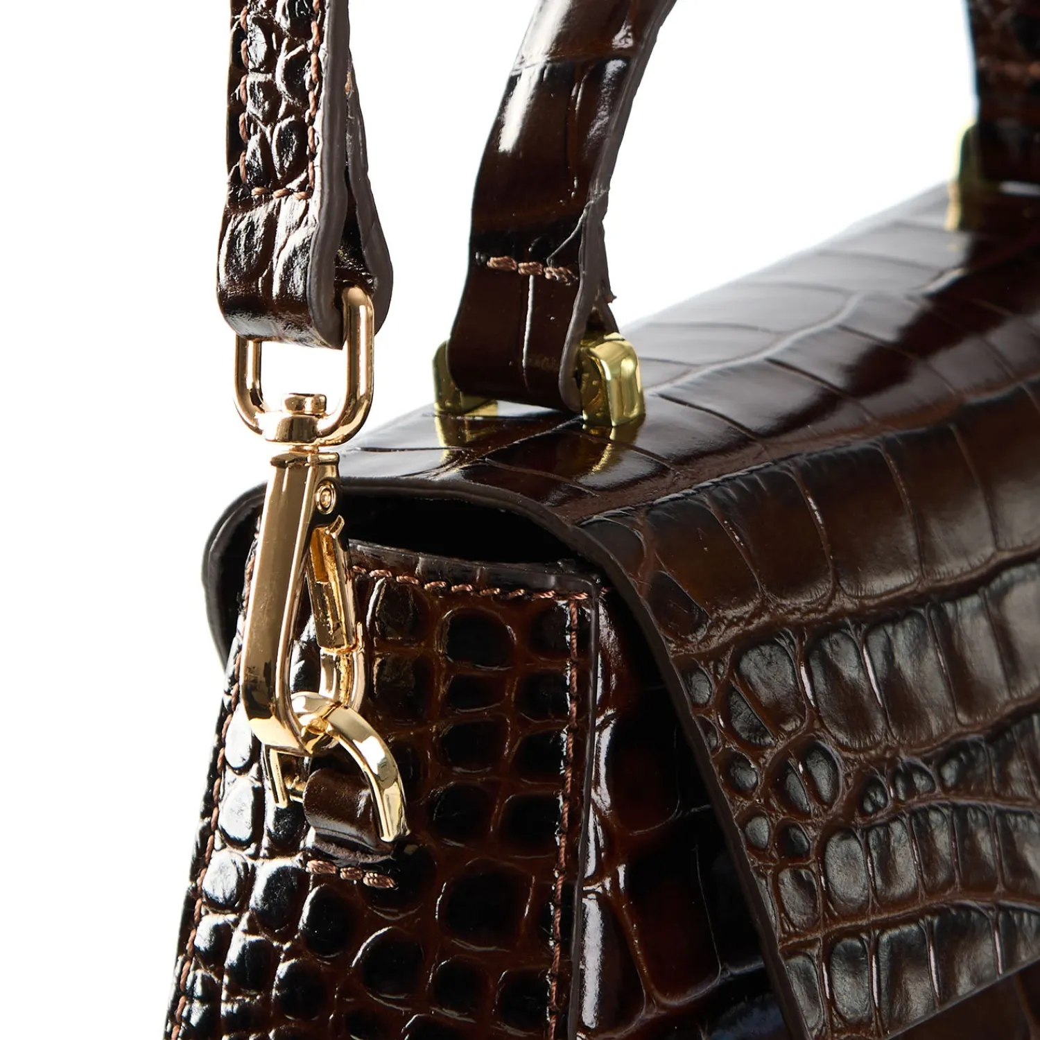 E.Marinella Mini Bag|BORSA MINI CLEO MARRONE SCURO Stampa coccodrillo