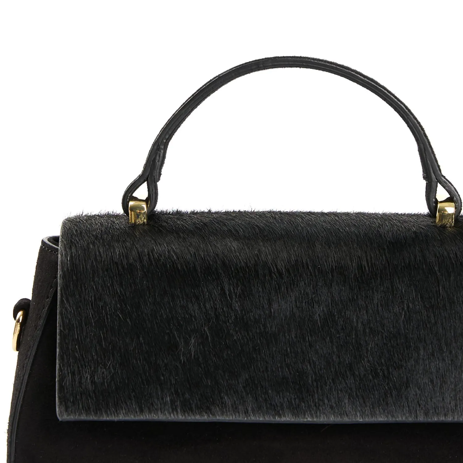 E.Marinella Mini Bag|BORSA MINI CLEO NERA In camoscio e cavallino