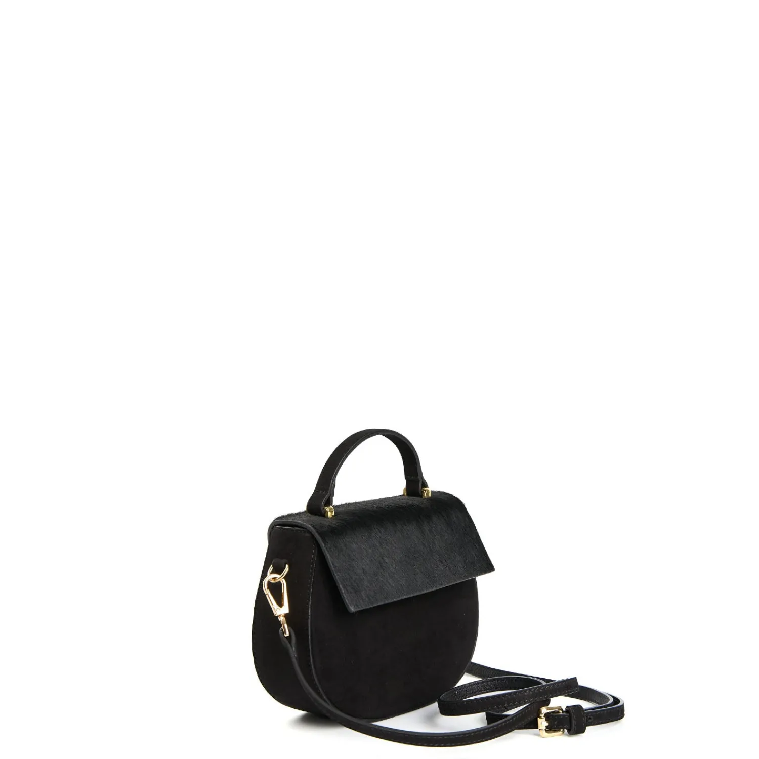 E.Marinella Mini Bag|BORSA MINI CLEO NERA In camoscio e cavallino