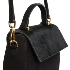 E.Marinella Mini Bag|BORSA MINI CLEO NERA In camoscio e cavallino