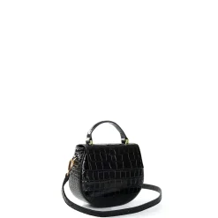 E.Marinella Mini Bag|BORSA MINI CLEO NERA Stampa coccodrillo
