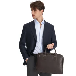 E.Marinella Borse Da Lavoro E Portadocumenti|BORSA PORTA PC MARRONE SCURO In pelle martellata