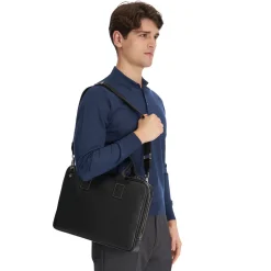 E.Marinella Borse Da Lavoro E Portadocumenti|BORSA PORTA PC NERA In pelle martellata
