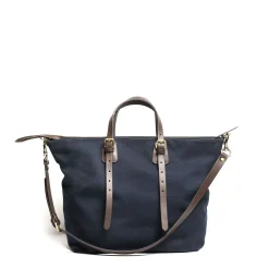 E.Marinella Borse Da Viaggio E Trolley|BORSA WEEKEND BLU SCURO In tela con rifinitute in pelle
