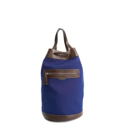 E.Marinella Borse Da Viaggio E Trolley|BORSONE GIAN MIDI BLU SCURO E TESTA MORO In canvas e pelle