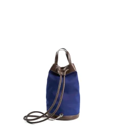 E.Marinella Borse Da Viaggio E Trolley|BORSONE GIAN MIDI BLU SCURO E TESTA MORO In canvas e pelle