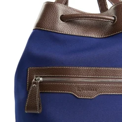 E.Marinella Borse Da Viaggio E Trolley|BORSONE GIAN MIDI BLU SCURO E TESTA MORO In canvas e pelle