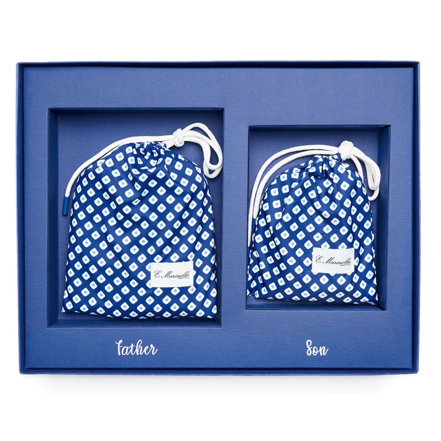 E.Marinella Costumi Da Bimbo|Box Father & Son – Costume Abbinato per Papà e Figlio Macrofantasia geometrica