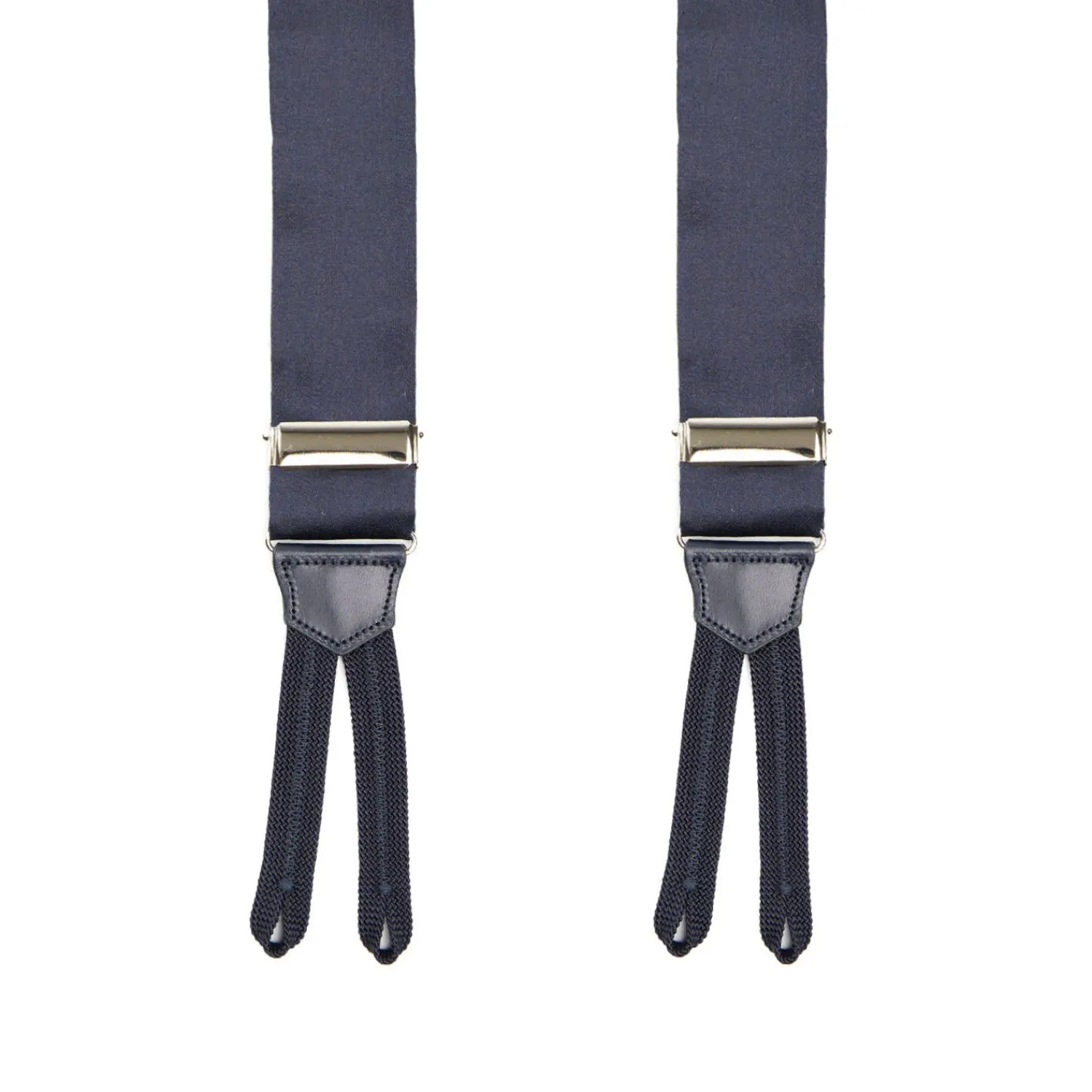 E.Marinella Accessori Per Lo Sposo|Bretelle|BRETELLE EM BLU SCURO In raso di seta 3,5 cm