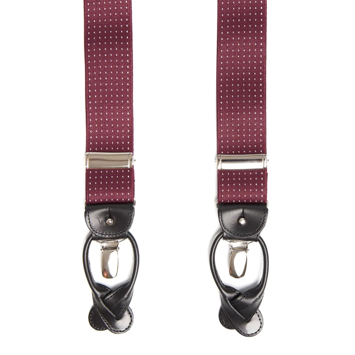 E.Marinella Bretelle|BRETELLE EM BORDEAUX Con micro pois bianchi