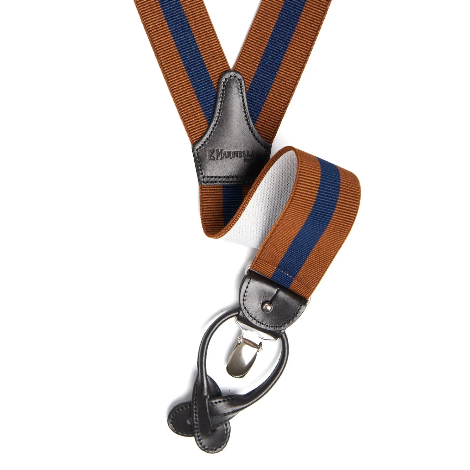 E.Marinella Bretelle|BRETELLE EM MARRONE CHIARO E BLU A righe