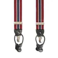 E.Marinella Bretelle|BRETELLE EM RIGATE Bordeaux e blu