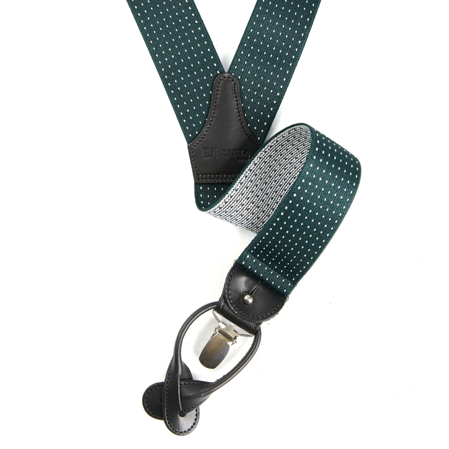 E.Marinella Bretelle|BRETELLE EM VERDE SCURO Micro pois bianco