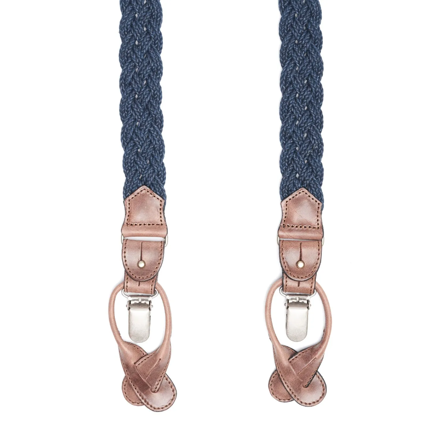E.Marinella Bretelle|BRETELLE INTRECCIATE BLU In cotone
