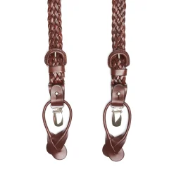 E.Marinella Bretelle|BRETELLE INTRECCIATE MARRONE SCURO In pelle