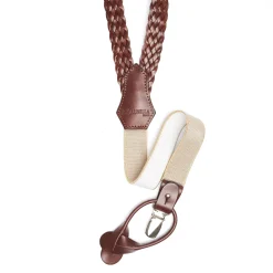 E.Marinella Bretelle|BRETELLE INTRECCIATE MARRONE SCURO In pelle