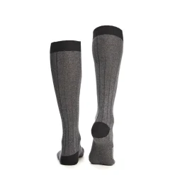 E.Marinella Calzini|CALZE LUNGHE BICOLORE GRIGIO E NERO IN COTONE Tinta unita