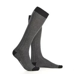 E.Marinella Calzini|CALZE LUNGHE BICOLORE GRIGIO E NERO IN COTONE Tinta unita