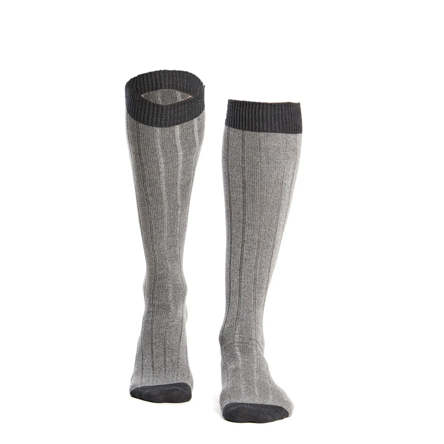 E.Marinella Calzini|CALZE LUNGHE BICOLORE GRIGIO CHIARO E SCURO IN COTONE Tinta unita