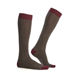 E.Marinella Calzini|CALZE LUNGHE BICOLORE MARRONE E BORDEAUX IN COTONE Tinta unita