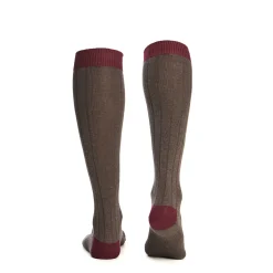 E.Marinella Calzini|CALZE LUNGHE BICOLORE MARRONE E BORDEAUX IN COTONE Tinta unita