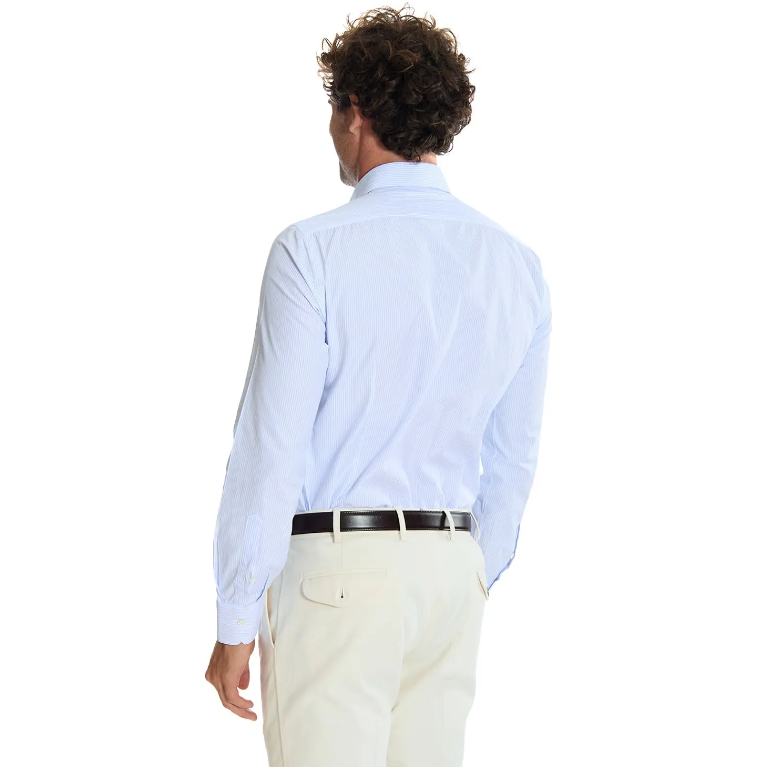 E.Marinella Camicie In Cotone|CAMICIA CLASSICA A RIGHE BIANCO E AZZURRO SLIM In cotone popeline