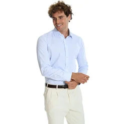 E.Marinella Camicie In Cotone|CAMICIA CLASSICA A RIGHE BIANCO E AZZURRO SLIM In cotone popeline