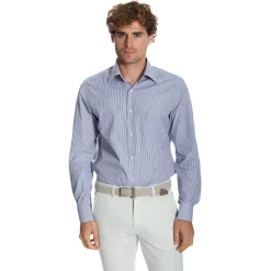 E.Marinella Camicie In Cotone|CAMICIA CLASSICA RIGHE BIANCO E BLU REGULAR In cotone popeline