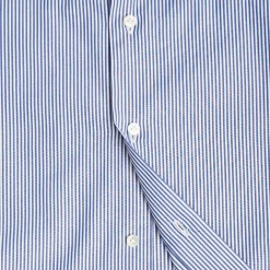 E.Marinella Camicie In Cotone|CAMICIA CLASSICA RIGHE BIANCO E BLU REGULAR In cotone popeline