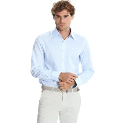 E.Marinella Camicie In Cotone|CAMICIA CLASSICA RIGHE BIANCO E AZZURRO REGULAR In cotone popeline
