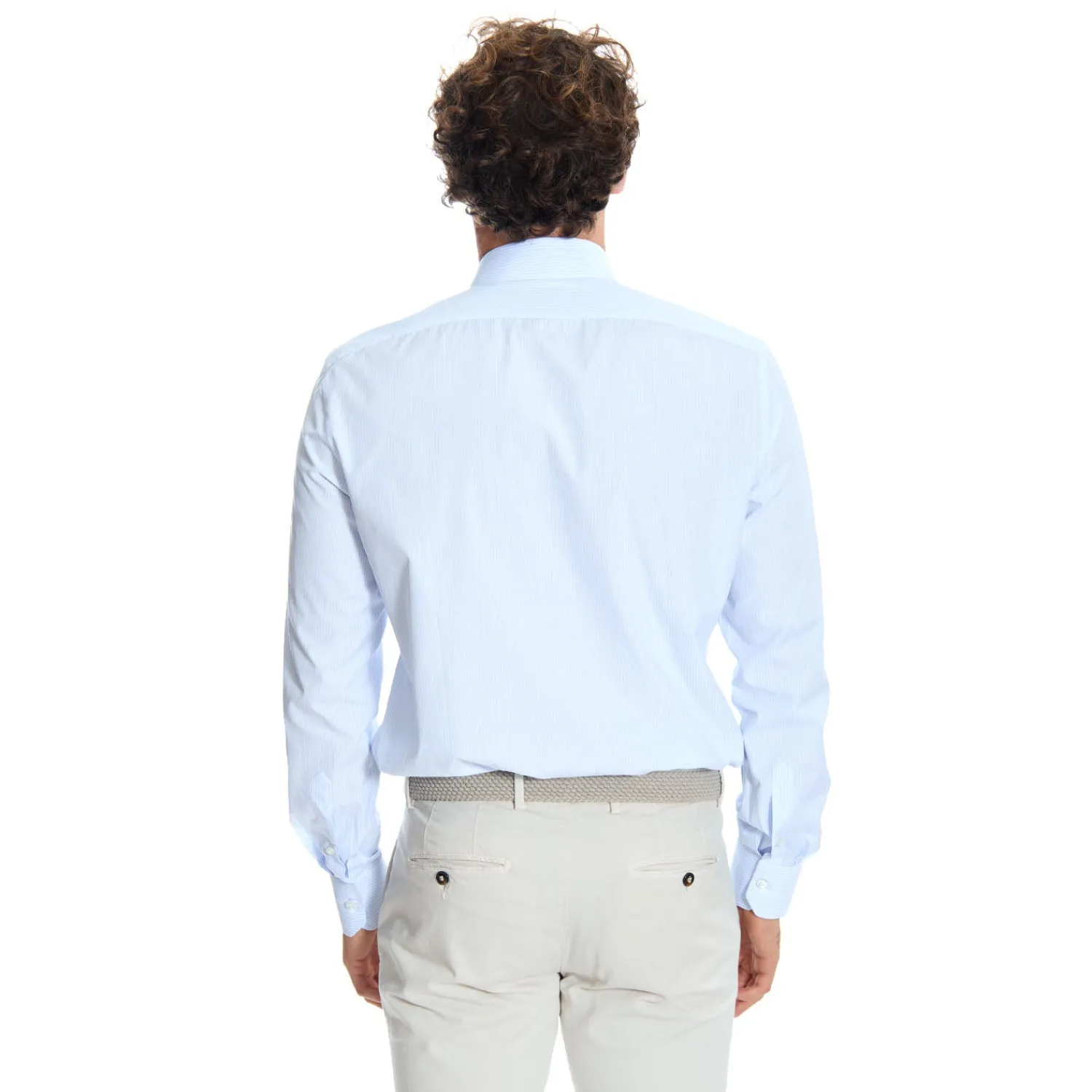 E.Marinella Camicie In Cotone|CAMICIA CLASSICA RIGHE BIANCO E AZZURRO REGULAR In cotone popeline