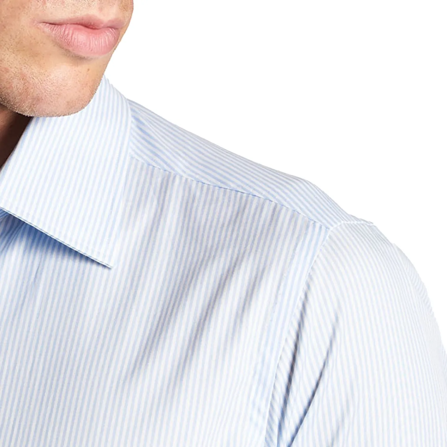 E.Marinella Camicie In Cotone|CAMICIA CLASSICA RIGHE BIANCO E AZZURRO REGULAR In cotone popeline