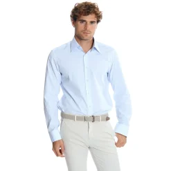 E.Marinella Camicie In Cotone|CAMICIA CLASSICA RIGHE BIANCO E AZZURRO REGULAR In cotone popeline
