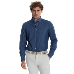 E.Marinella Camicie In Cotone|CAMICIA DI JEANS Blu