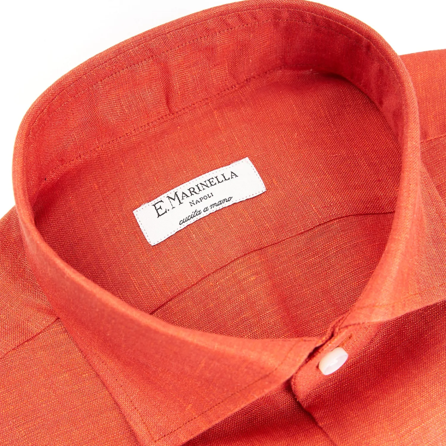 E.Marinella Camicie In Lino|CAMICIA IN LINO ARANCIONE Con bottoni in madreperla