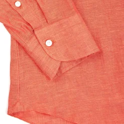 E.Marinella Camicie In Lino|CAMICIA IN LINO ARANCIONE Con bottoni in madreperla