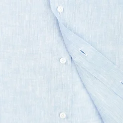E.Marinella Camicie In Lino|CAMICIA IN LINO AZZURRA Con bottoni in madreperla